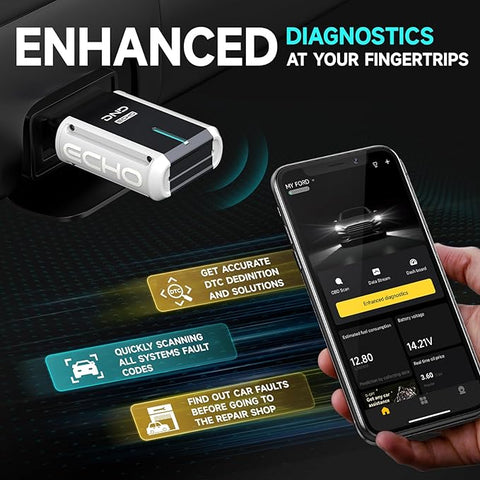 DND Echo Bluetooth OBDII Scan Tool for iPhone & Android; The Quickest Code Scanner Tool; OBD II and CANFD Supported;