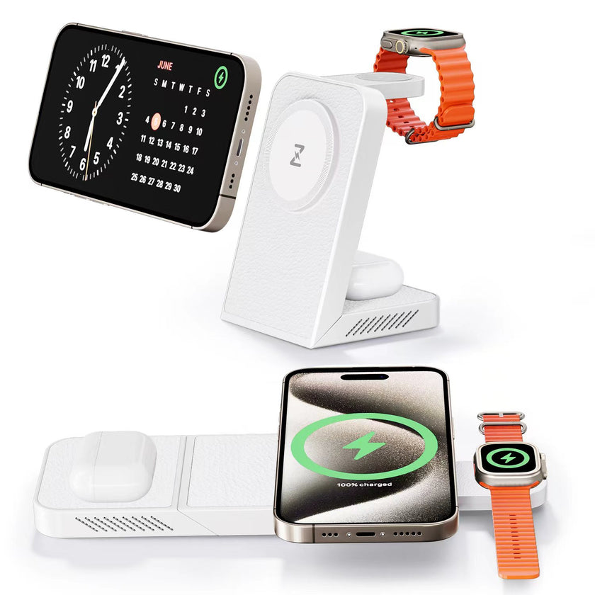 MagFree Transform 3-in-1 Fast Wireless Charger for iPhone 15, Apple Watch and AirPods