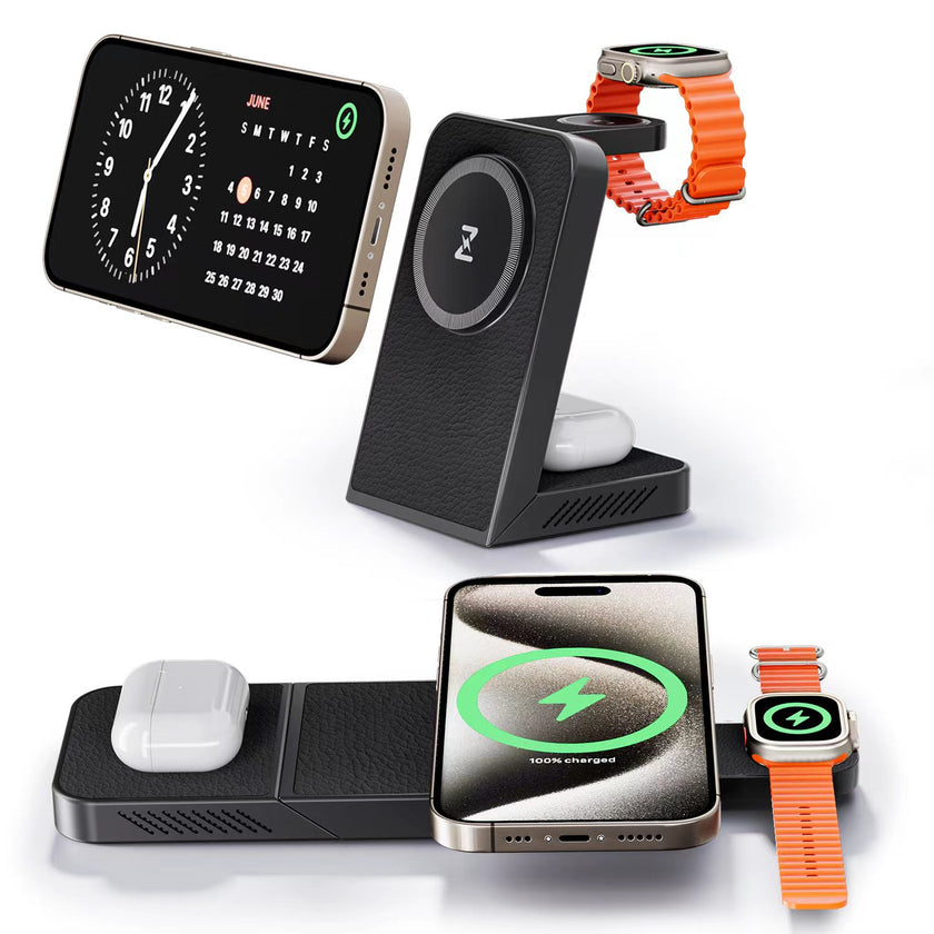 MagFree Transform 3-in-1 Fast Wireless Charger for iPhone 15, Apple Watch and AirPods