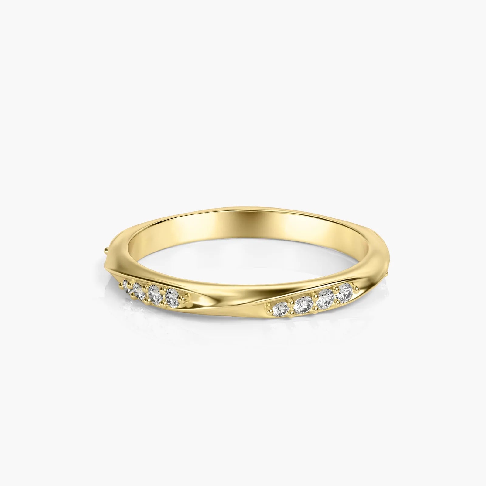 Entwined Vines 18K Gold Curved Diamond Ring