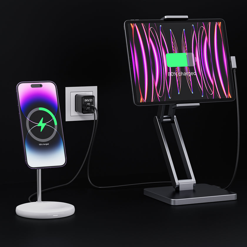 INVZI GaNHub 45W USB-C GaN Charger Dual USB-C Ports for Samsung S24 and iPhone 15 Pro