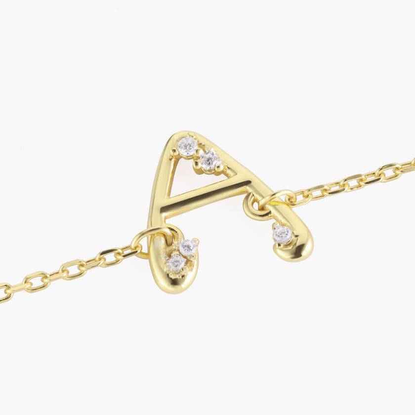 O Letters 18K Gold Customized Diamond Bracelet