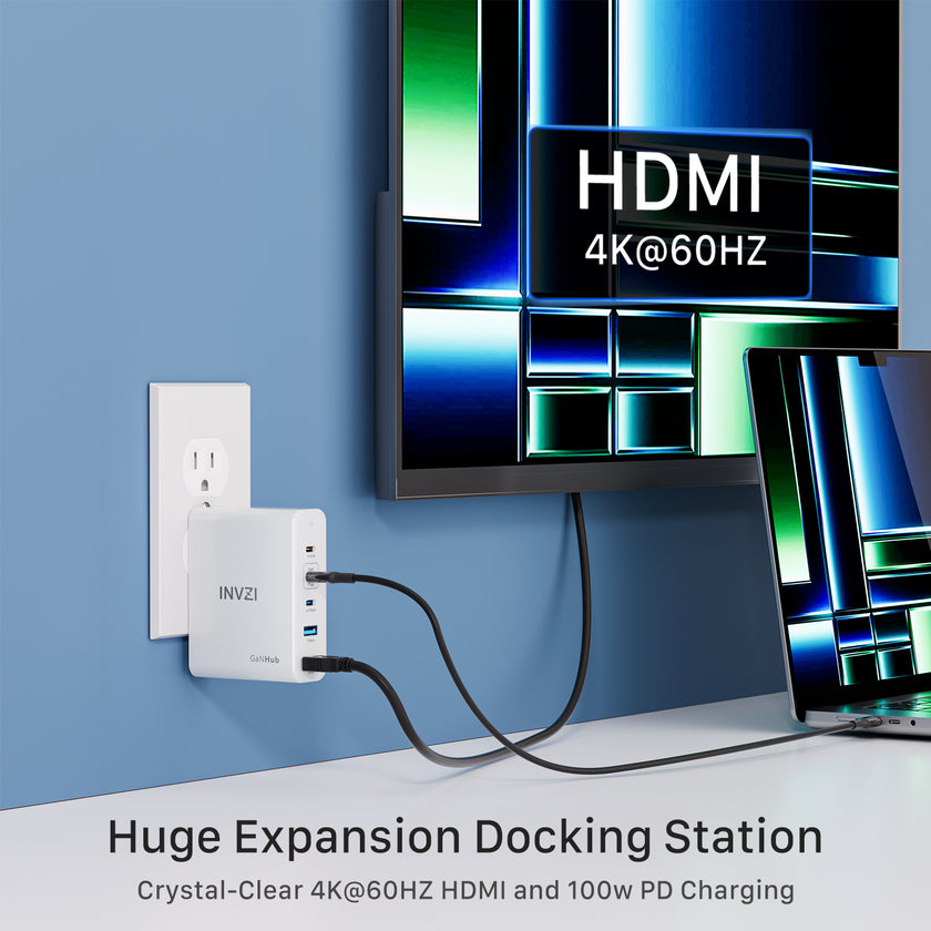 INVZI GaNHub 9-in-1 100W GaN USB-C Charger Power Hub Docking Station (GaNHub 469)