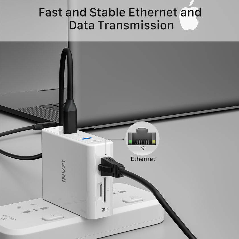 INVZI GaNHub 9-in-1 100W GaN USB-C Charger Power Hub Docking Station (GaNHub 469)