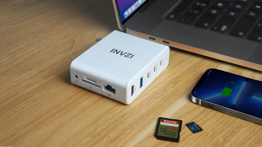 INVZI GaNHub 9-in-1 100W GaN USB-C Charger Power Hub Docking Station (GaNHub 469)