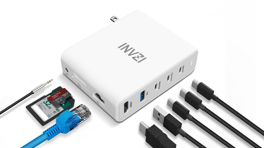 INVZI GaNHub 9-in-1 100W GaN USB-C Charger Power Hub Docking Station (GaNHub 469)