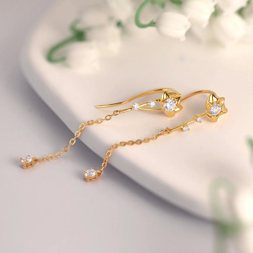 Bell Orchid 18K Gold Diamond Earrings