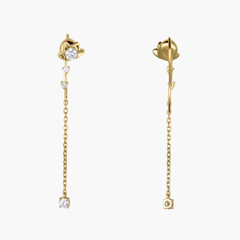 Bell Orchid 18K Gold Diamond Earrings