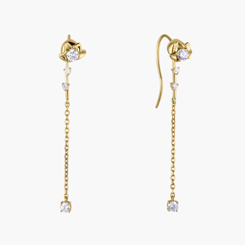 Bell Orchid 18K Gold Diamond Earrings