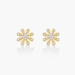 Classic Daisies Flower 18K Gold Stud Diamond Earrings