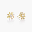 Classic Daisies Flower 18K Gold Stud Diamond Earrings