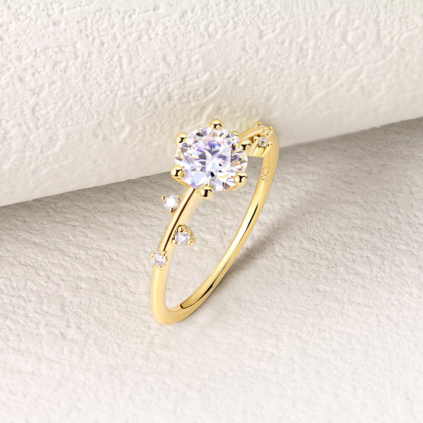 Quince Branch 18K Gold Moissanite Ring