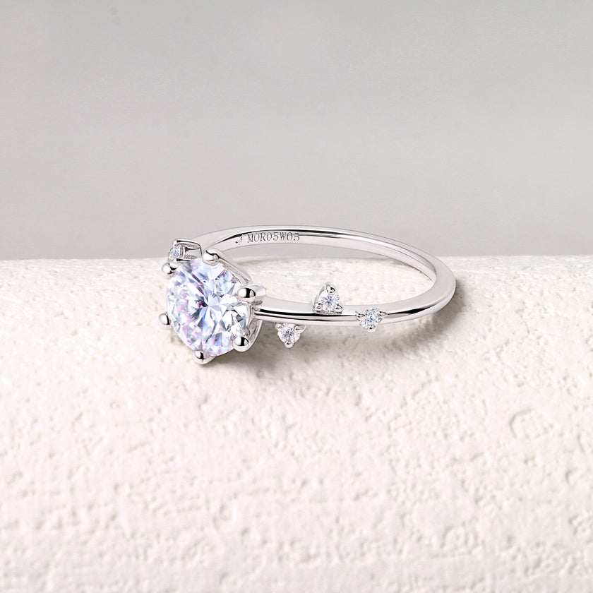 Quince Branch 18K Gold Diamond Ring 3EX Cut D/E/F Color