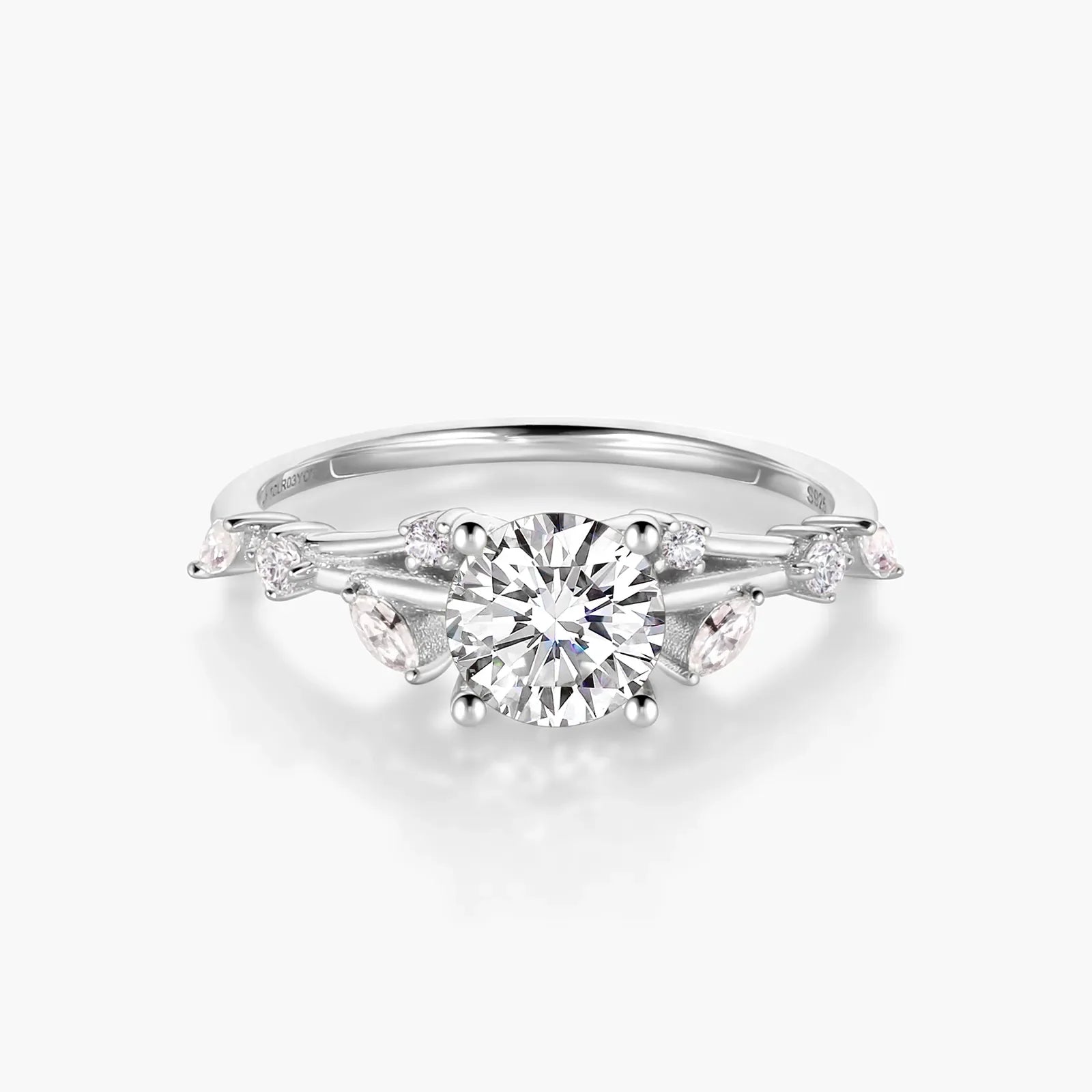 Quince Branch Elegance in Bloom 18K Gold Moissanite Ring 3EX Cut D/E/F Color
