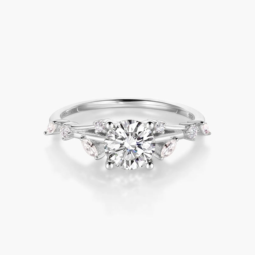 Quince Branch Elegance in Bloom 18K Gold Diamond Ring 3EX Cut D/E/F Color