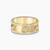 Wide Band Oak Leaf 18K Gold Diamond Ring