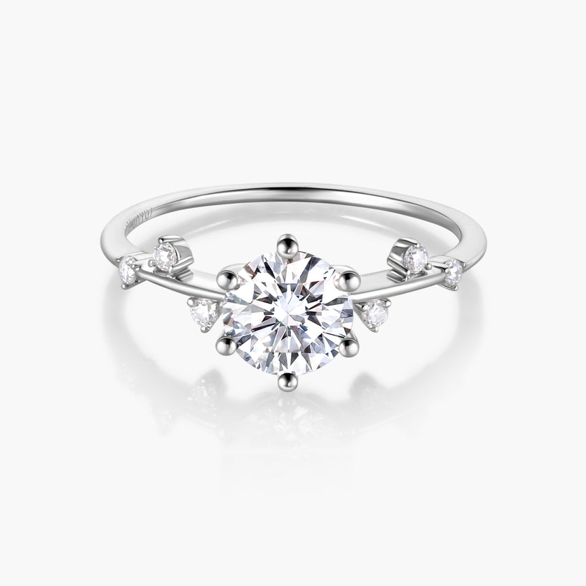 Quince Branch 18K Gold Diamond Ring 3EX Cut D/E/F Color