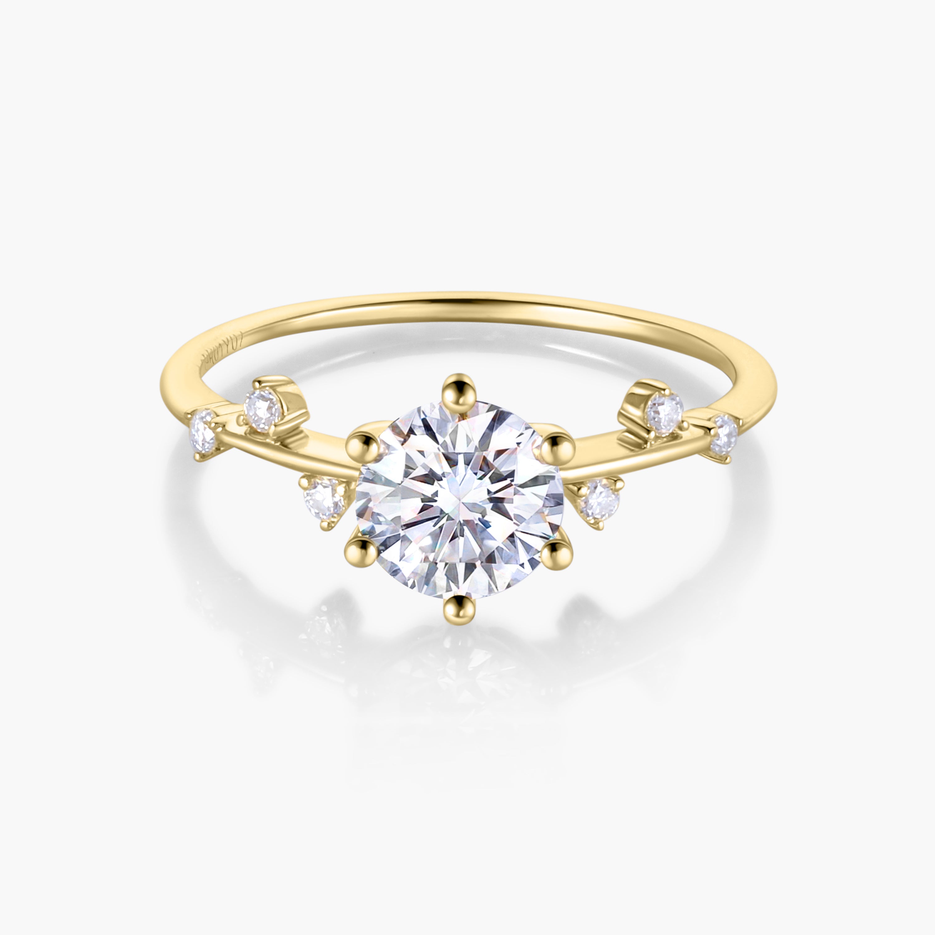 Quince Branch 18K Gold Diamond Ring 3EX Cut D/E/F Color