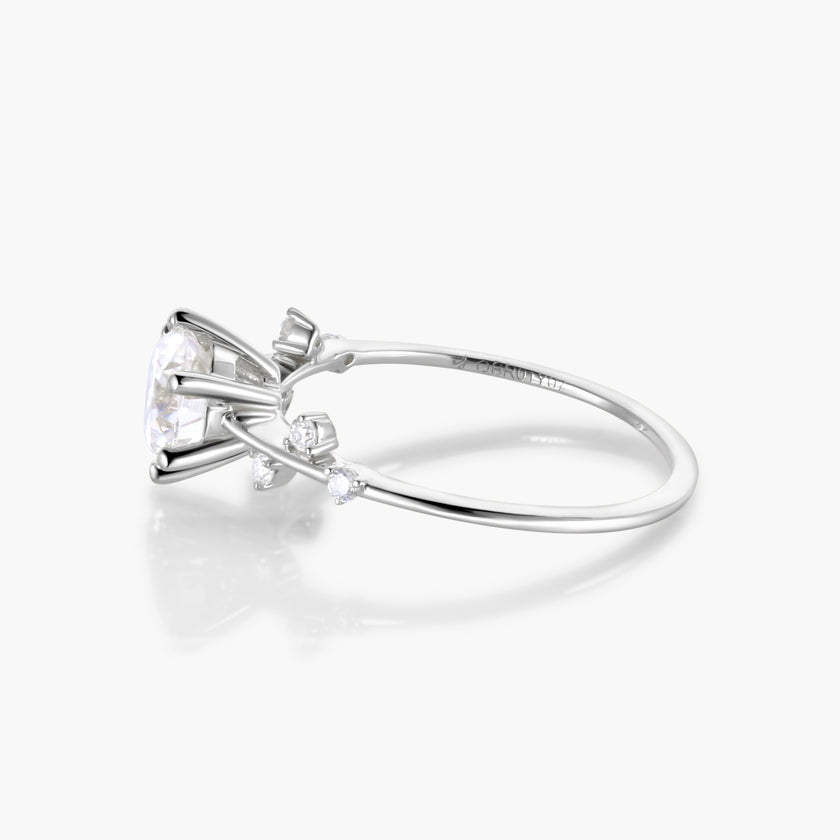 Quince Branch 18K Gold Diamond Ring 3EX Cut D/E/F Color