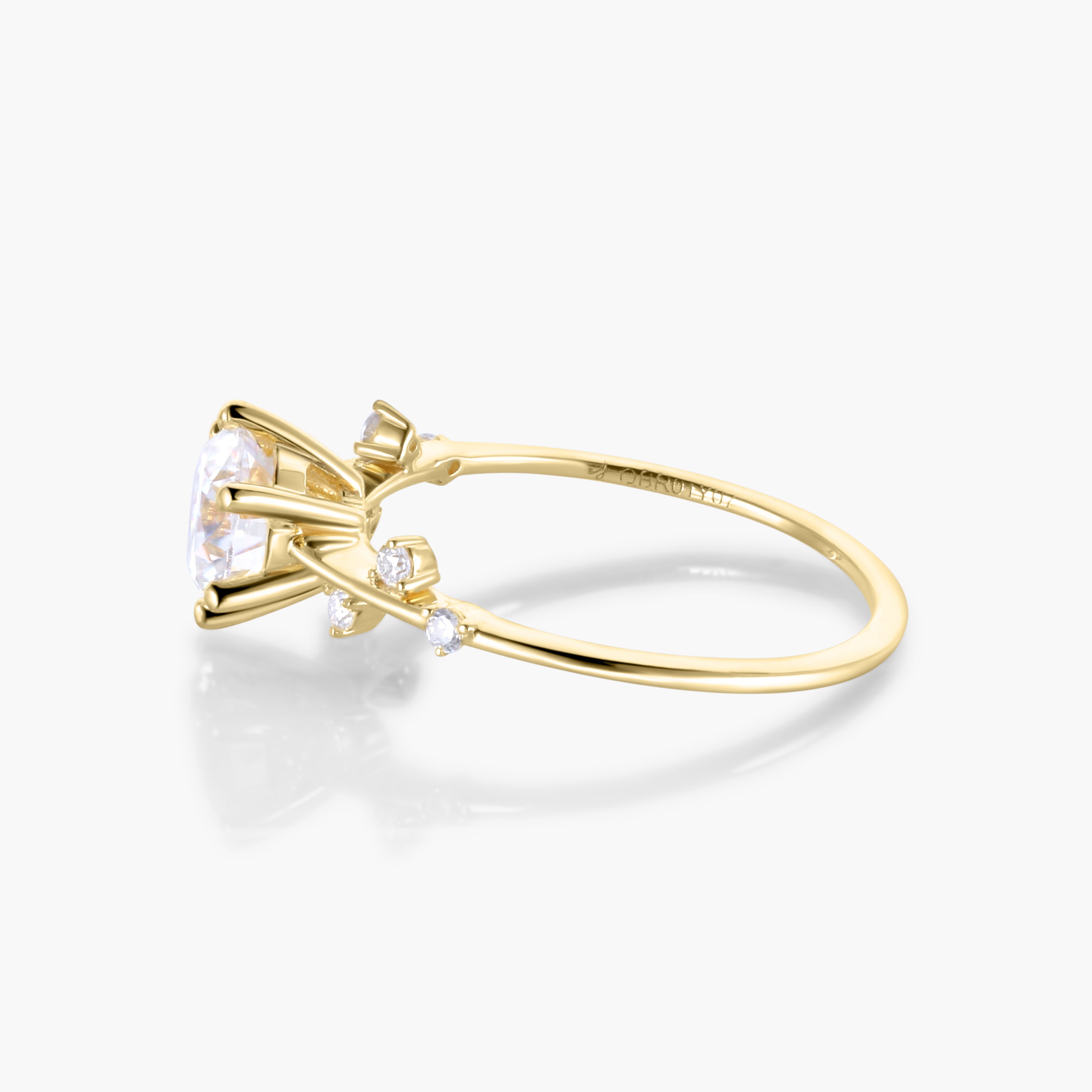 Quince Branch 18K Gold Diamond Ring 3EX Cut D/E/F Color