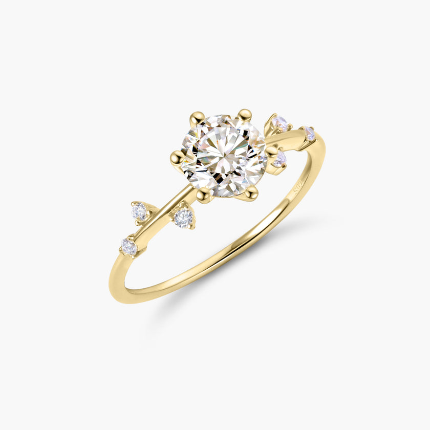 Quince Branch 18K Gold Moissanite Ring