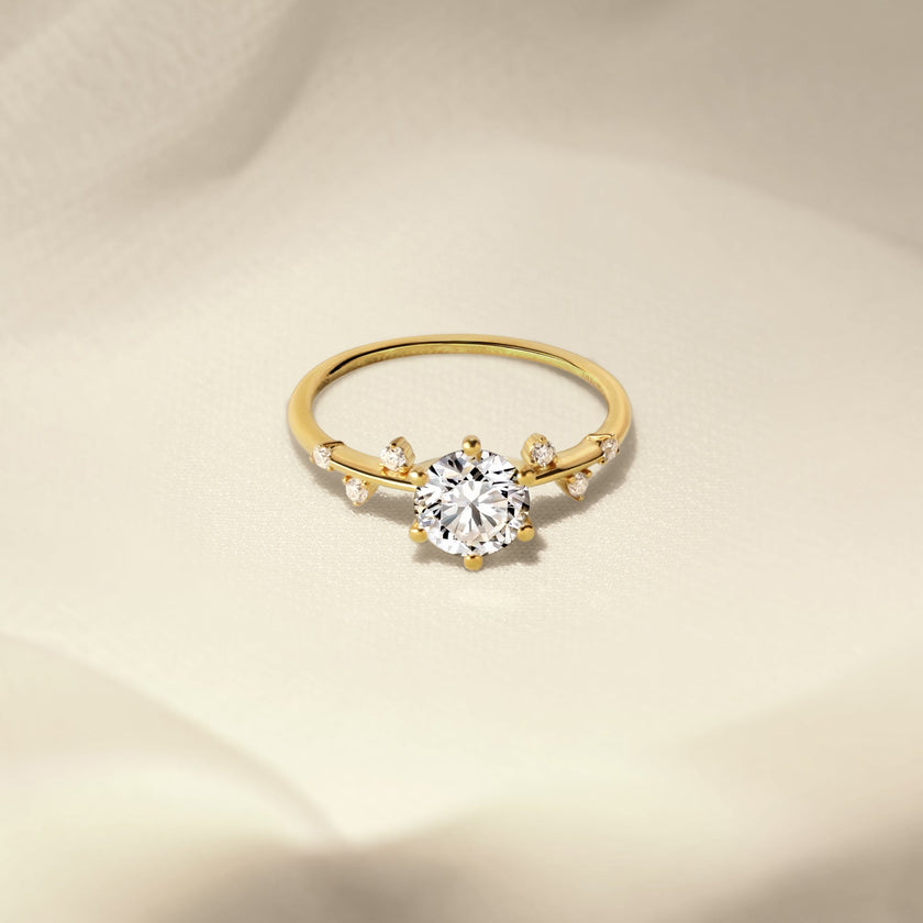 Quince Branch 18K Gold Moissanite Ring