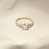 Quince Branch 18K Gold Diamond Ring 3EX Cut D/E/F Color