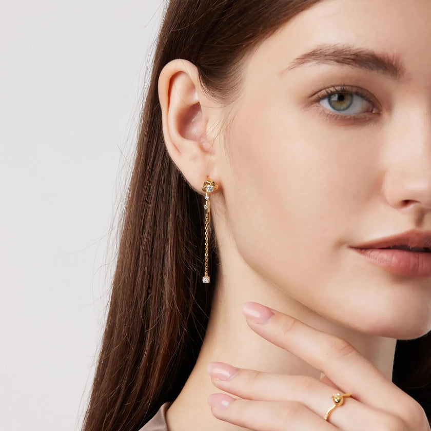 Bell Orchid 18K Gold Diamond Earrings