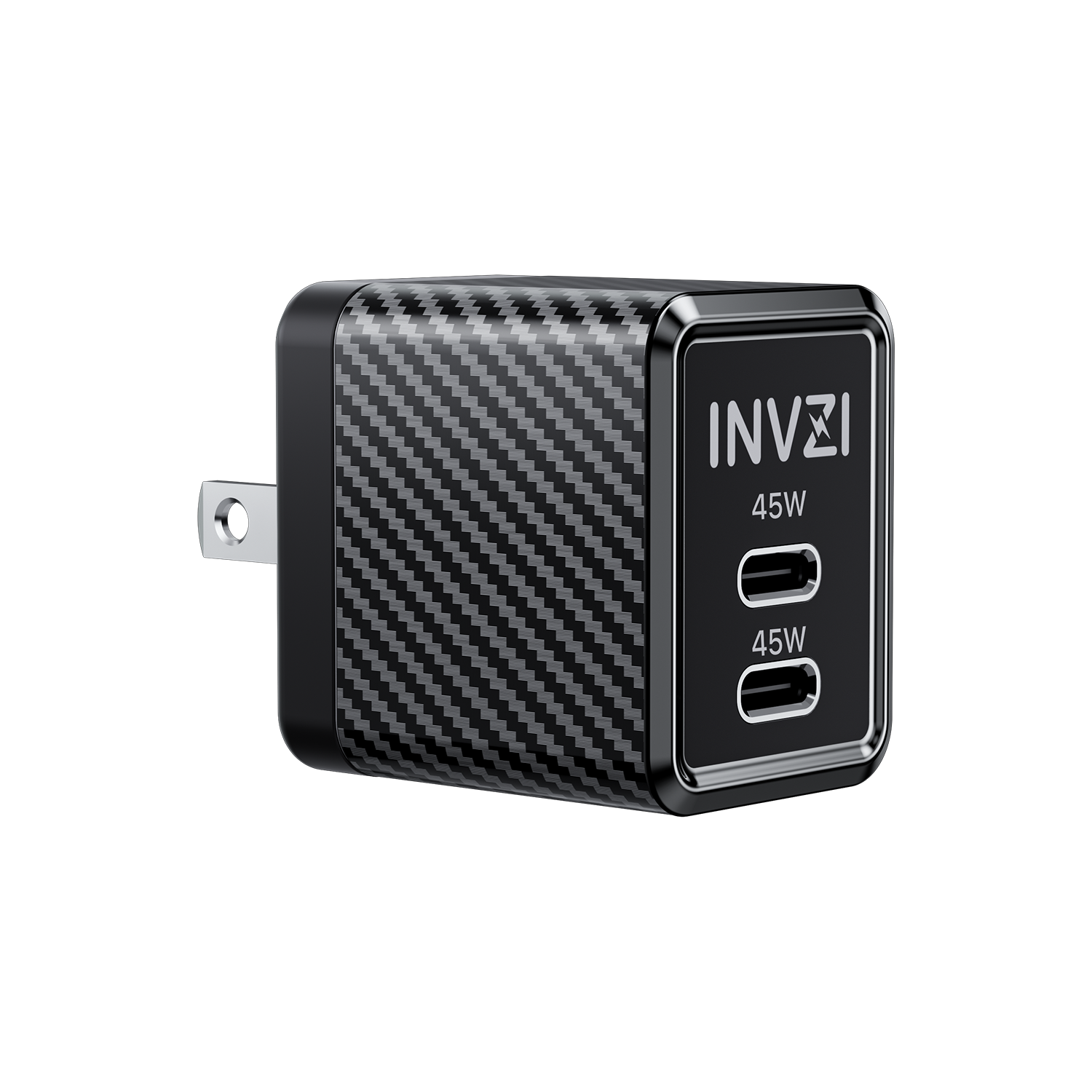INVZI GaNHub 45W USB-C GaN Charger Dual USB-C Ports for Samsung S24 and iPhone 15 Pro