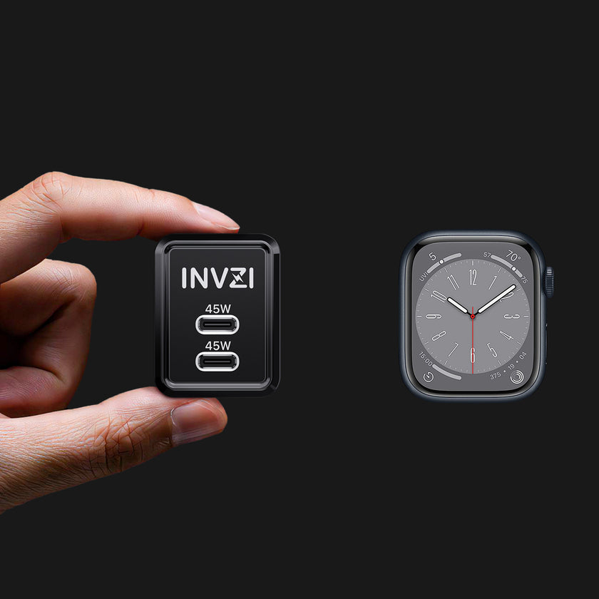 INVZI GaNHub 45W USB-C GaN Charger Dual USB-C Ports for Samsung S24 and iPhone 15 Pro